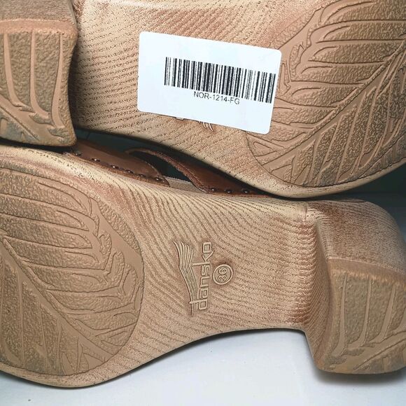 Dansko Tatiana Tan Pull Up Leather Sandals Size 36 Comfort Heel Slingback - Picture 15 of 16